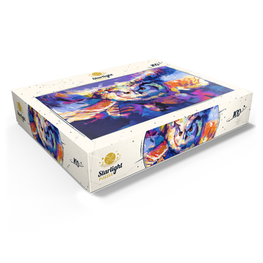 Colorful Great Horned Owl in Flight 100 Jigsaw Puzzle box view1