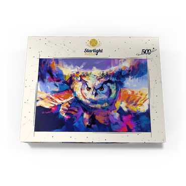 Colorful Great Horned Owl in Flight 500 Jigsaw Puzzle box view3