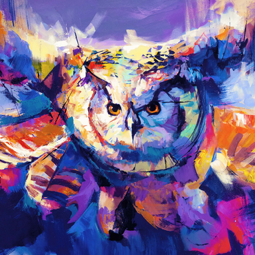 Colorful Great Horned Owl in Flight 500 Jigsaw Puzzle 3D Modell