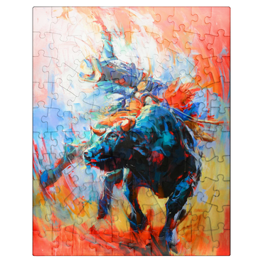 puzzleplate Rodeo Bull Rider in Vivid Motion 100 Jigsaw Puzzle