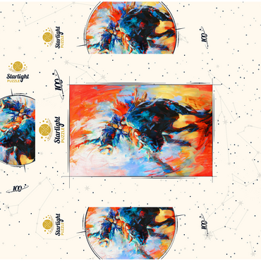 Rodeo Bull Rider in Vivid Motion 100 Jigsaw Puzzle box 3D Modell