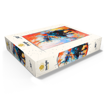 Rodeo Bull Rider in Vivid Motion 500 Jigsaw Puzzle box view1