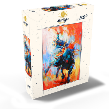Rodeo Bull Rider in Vivid Motion 500 Jigsaw Puzzle box view2