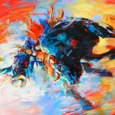 Rodeo Bull Rider in Vivid Motion 500 Jigsaw Puzzle 3D Modell