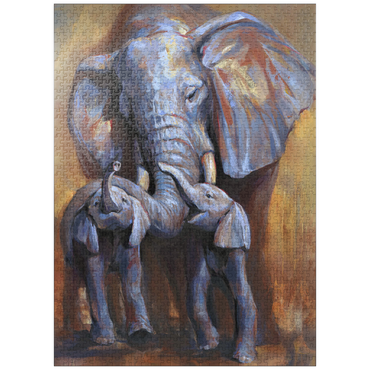 puzzleplate African Elephants Mother and Calves 1000 Jigsaw Puzzle