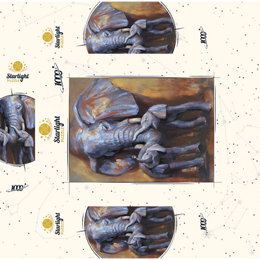 African Elephants Mother and Calves 1000 Jigsaw Puzzle box 3D Modell