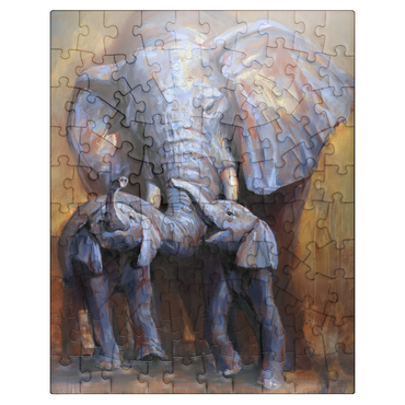 puzzleplate African Elephants Mother and Calves 100 Jigsaw Puzzle