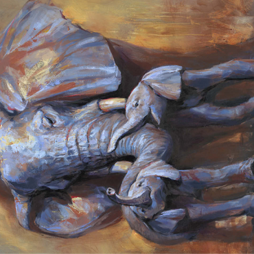 African Elephants Mother and Calves 100 Jigsaw Puzzle 3D Modell