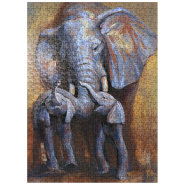 puzzleplate African Elephants Mother and Calves 500 Jigsaw Puzzle