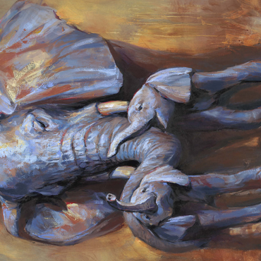 African Elephants Mother and Calves 500 Jigsaw Puzzle 3D Modell