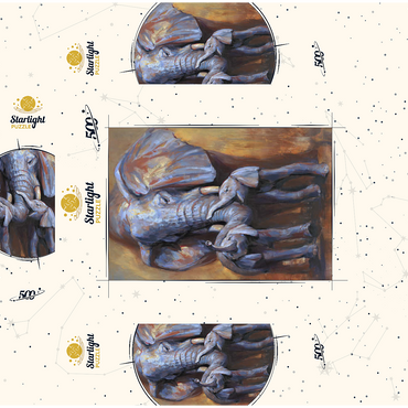 African Elephants Mother and Calves 500 Jigsaw Puzzle box 3D Modell