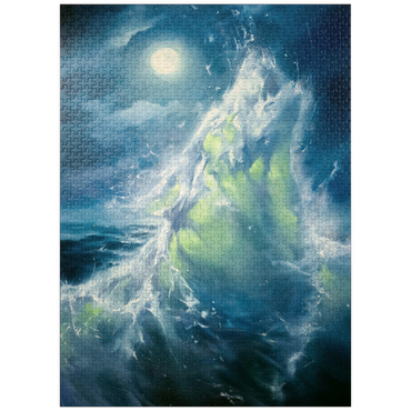 puzzleplate Moonlit Ocean Wave in Abstract Motion 1000 Jigsaw Puzzle