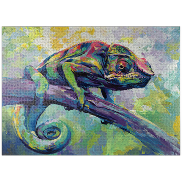 puzzleplate Colorful Panther Chameleon on Tree Branch 1000 Jigsaw Puzzle