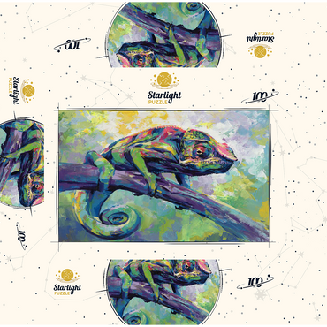 Colorful Panther Chameleon on Tree Branch 100 Jigsaw Puzzle box 3D Modell
