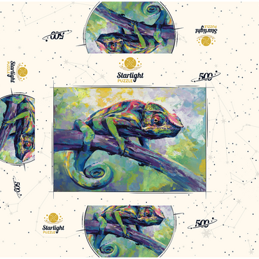 Colorful Panther Chameleon on Tree Branch 500 Jigsaw Puzzle box 3D Modell