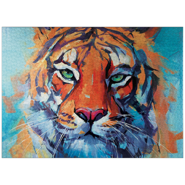 puzzleplate Vibrant Bengal Tiger Close-Up Painting 1000 Jigsaw Puzzle