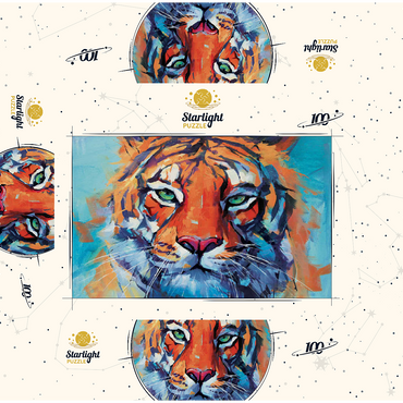 Vibrant Bengal Tiger Close-Up Painting 100 Jigsaw Puzzle box 3D Modell