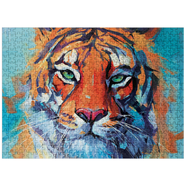 puzzleplate Vibrant Bengal Tiger Close-Up Painting 500 Jigsaw Puzzle