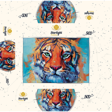 Vibrant Bengal Tiger Close-Up Painting 500 Jigsaw Puzzle box 3D Modell