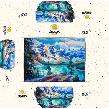 Snow-Capped Peaks Above Emerald Lake 1000 Jigsaw Puzzle box 3D Modell