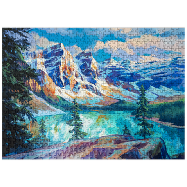 puzzleplate Snow-Capped Peaks Above Emerald Lake 500 Jigsaw Puzzle