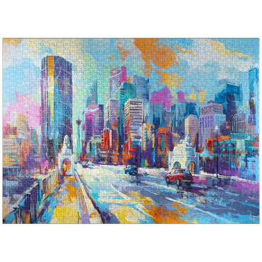 puzzleplate Vibrant urban skyline in expressive art style 1000 Jigsaw Puzzle