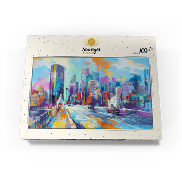 Vibrant urban skyline in expressive art style 100 Jigsaw Puzzle box view3