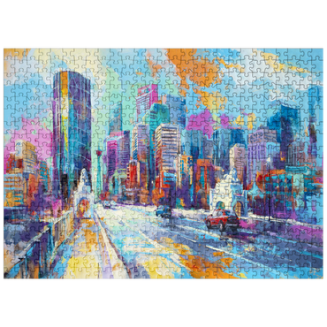 puzzleplate Vibrant urban skyline in expressive art style 500 Jigsaw Puzzle