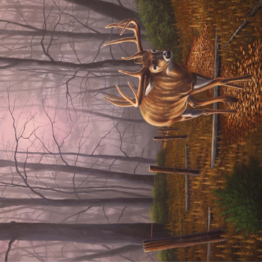 White-Tailed Deer in Autumn Forest Mist 100 Jigsaw Puzzle 3D Modell