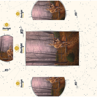 White-Tailed Deer in Autumn Forest Mist 100 Jigsaw Puzzle box 3D Modell