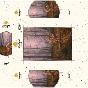 White-Tailed Deer in Autumn Forest Mist 500 Jigsaw Puzzle box 3D Modell