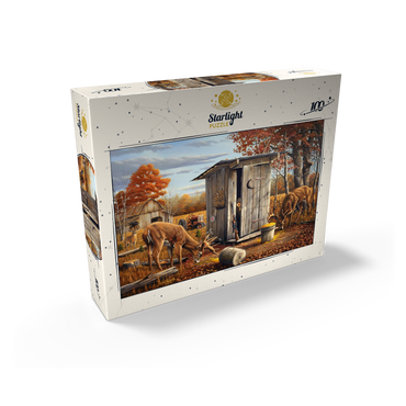 Autumn Deer Surprise at Hunting Cabin 100 Jigsaw Puzzle box view2
