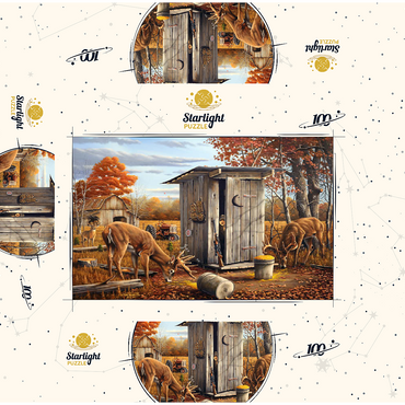 Autumn Deer Surprise at Hunting Cabin 100 Jigsaw Puzzle box 3D Modell