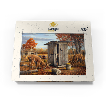 Autumn Deer Surprise at Hunting Cabin 500 Jigsaw Puzzle box view3