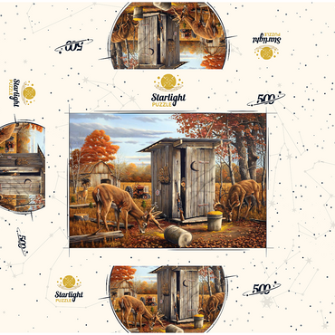 Autumn Deer Surprise at Hunting Cabin 500 Jigsaw Puzzle box 3D Modell