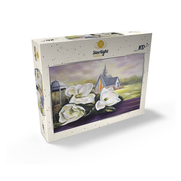 Southern Magnolia Blooms and Country Chapel 100 Jigsaw Puzzle box view2
