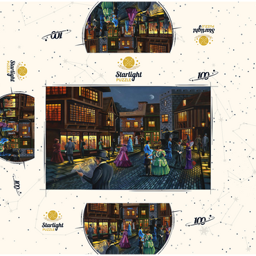 Victorian Street Scene at Moonlit Night 100 Jigsaw Puzzle box 3D Modell