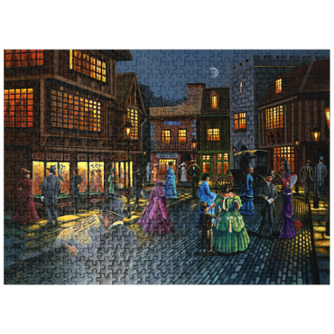puzzleplate Victorian Street Scene at Moonlit Night 500 Jigsaw Puzzle