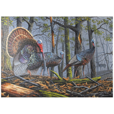 puzzleplate Wild Eastern Turkeys in Foggy Woodland 1000 Jigsaw Puzzle