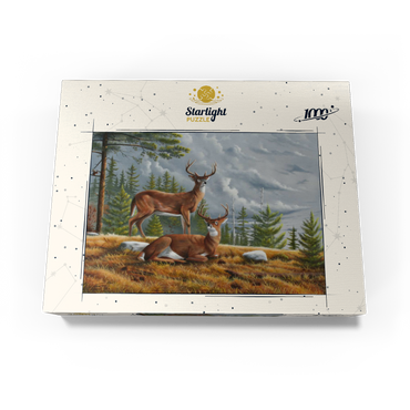 Alert White-Tailed Deer in Autumn Pines 1000 Jigsaw Puzzle box view3