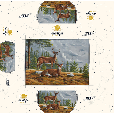 Alert White-Tailed Deer in Autumn Pines 1000 Jigsaw Puzzle box 3D Modell