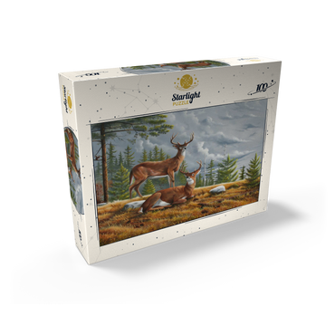Alert White-Tailed Deer in Autumn Pines 100 Jigsaw Puzzle box view2