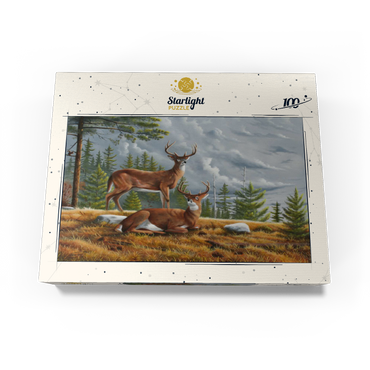 Alert White-Tailed Deer in Autumn Pines 100 Jigsaw Puzzle box view3