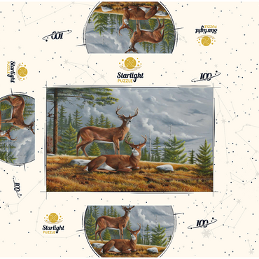 Alert White-Tailed Deer in Autumn Pines 100 Jigsaw Puzzle box 3D Modell