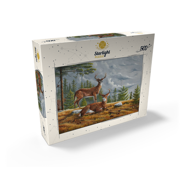 Alert White-Tailed Deer in Autumn Pines 500 Jigsaw Puzzle box view2
