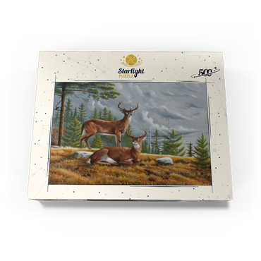 Alert White-Tailed Deer in Autumn Pines 500 Jigsaw Puzzle box view3