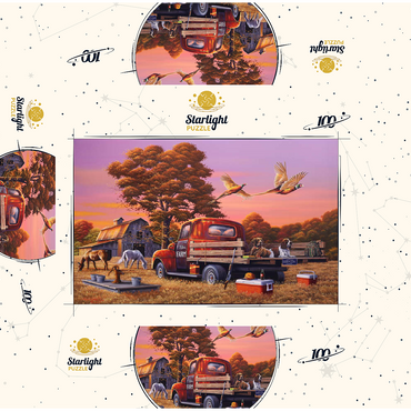 Autumn Farmyard with Pheasants and Vintage Truck 100 Jigsaw Puzzle box 3D Modell