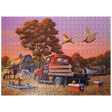 puzzleplate Autumn Farmyard with Pheasants and Vintage Truck 500 Jigsaw Puzzle