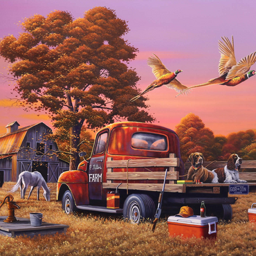 Autumn Farmyard with Pheasants and Vintage Truck 500 Jigsaw Puzzle 3D Modell