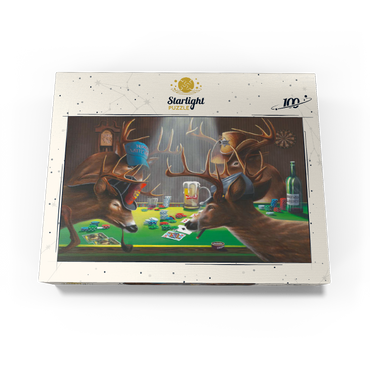 Whitetail Bucks Playing Poker Indoors 100 Jigsaw Puzzle box view3